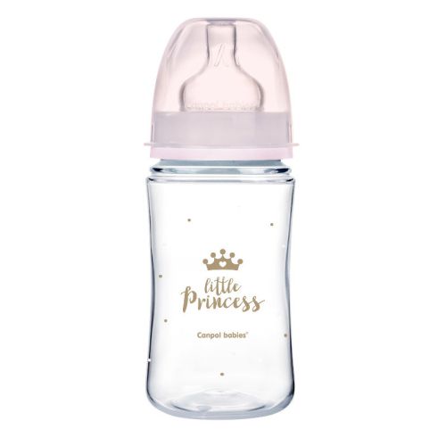 Шише антиколик с широко гърло 240 мл. Easy start royal baby - Canpol babies, розово 
