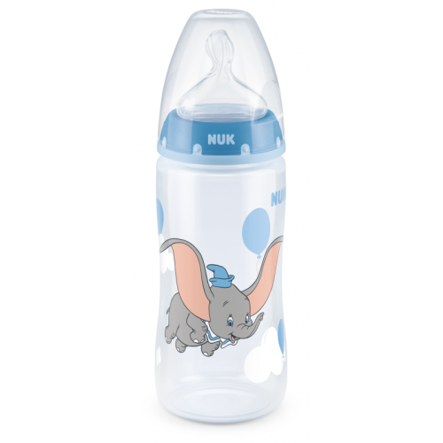 NUK First Choice шише Temperature control 300 мл. със силиконов биберон 6-18 месеца, размер М Дъмбо