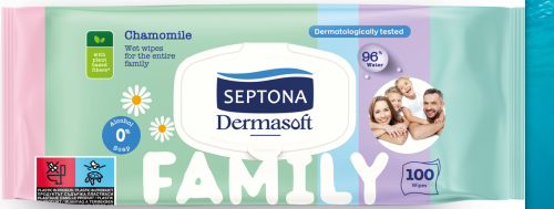  Мокри кърпички Septona Family с капак 100 бр.