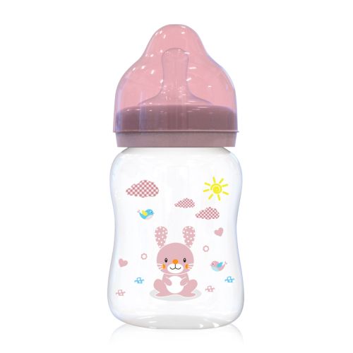 Шише с широко гърло Lorelli Baby Care Animals - 250 мл., 0+ месеца, Blush Pink