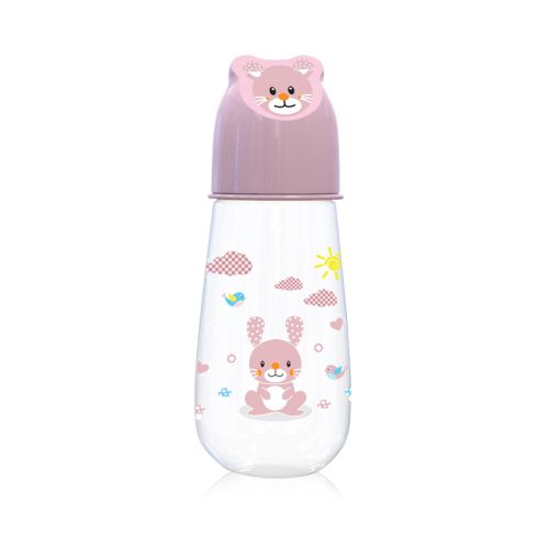 Шише с релефна капачка Lorelli Baby Care Animals - 125 мл., 0+ месеца, Blush Pink