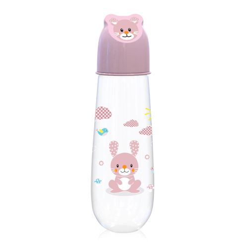 Шише с релефна капачкa  Lorelli Baby Care Animals - 250 мл., 0+ месеца, Blish Pink