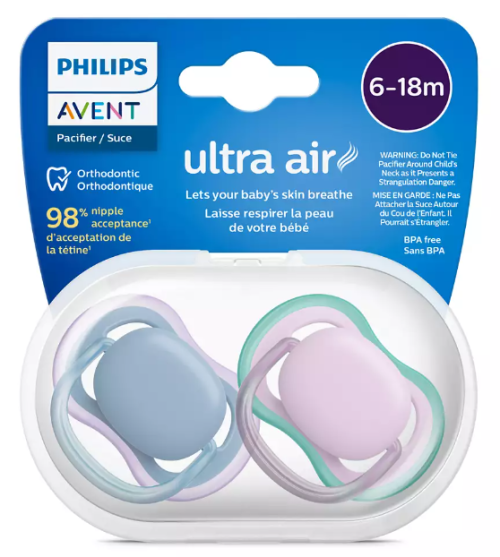 Philips Avent Ultra Air Силиконови залъгалки 6-18 месеца, 2 бр.