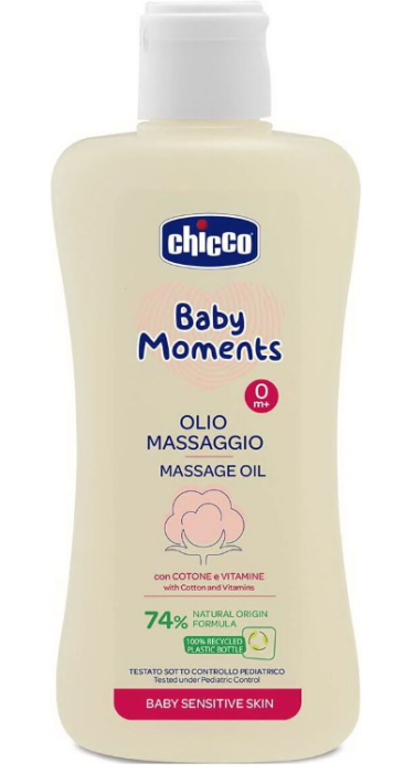 Масажно олио Chicco, 0+ месеца,  200 мл. 