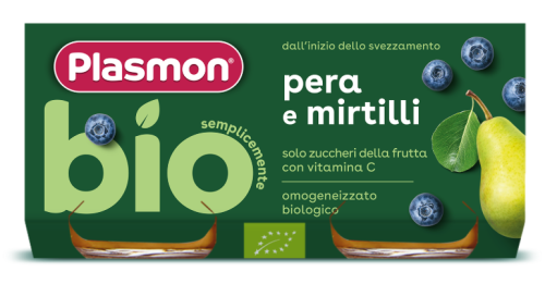 Плодово Био пюре круша с боровинки Plasmon - 6+ месеца, 160 гр. (2х80гр.)