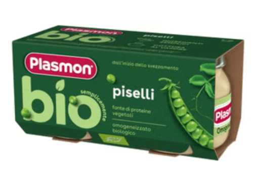 Плодово Био пюре грах Plasmon - 6+ месеца, 160 гр. (2х80гр.)
