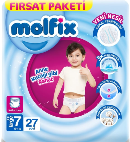Пелени - гащички Molfix Pants 7, 19+ кг. 27 бр.