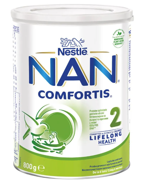 Nestlé NAN Comfortis 2 - Преходно мляко 6-12 месеца, 800 гр.