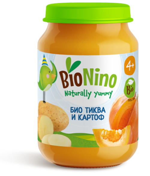 Пюре Био тиква и картоф BioNino - 4+ месеца, 190 гр.