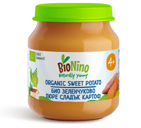 Пюре Био сладък картоф BioNino - 4+ месеца, 120 гр.