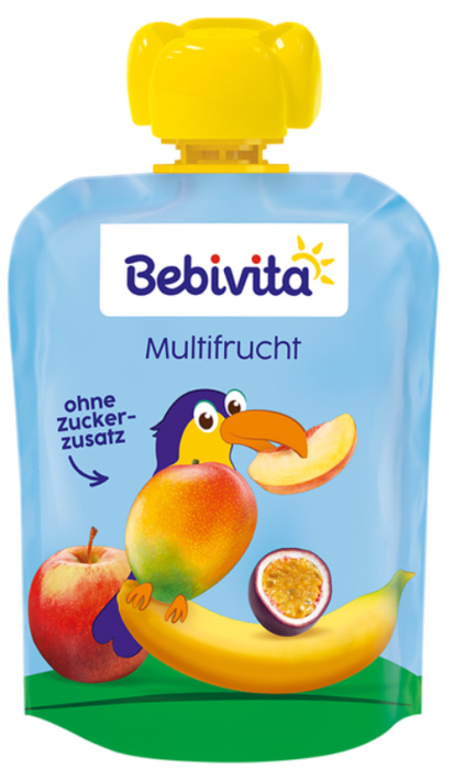 Плодова закуска мултиплод Bebivita - 12+ месеца, 90 гр.