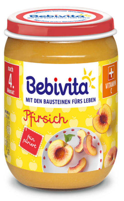 Пюре праскови Bebivita - 4+ месеца, 190 гр.