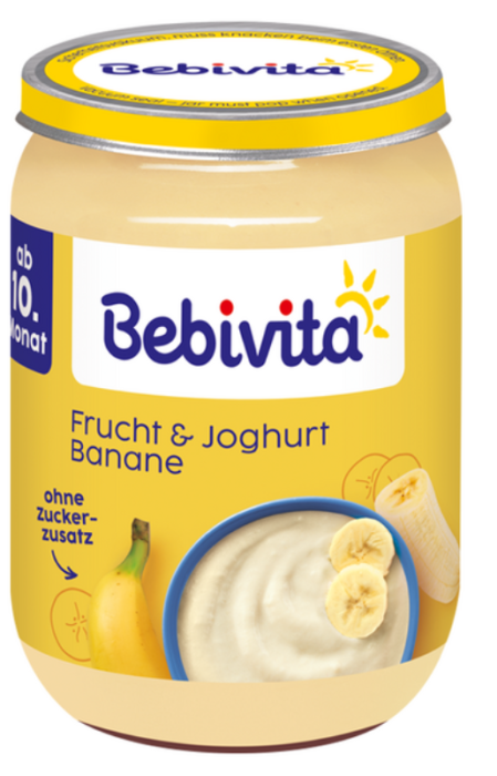 Пюре йогурт с плодове банани Bebivita - 10+ месеца, 190 гр.