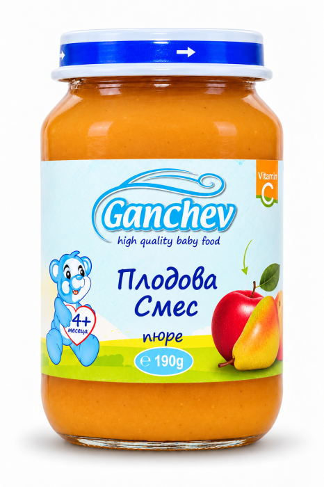 Пюре плодова смес Ганчев - 4+ месеца, 190 гр.  
