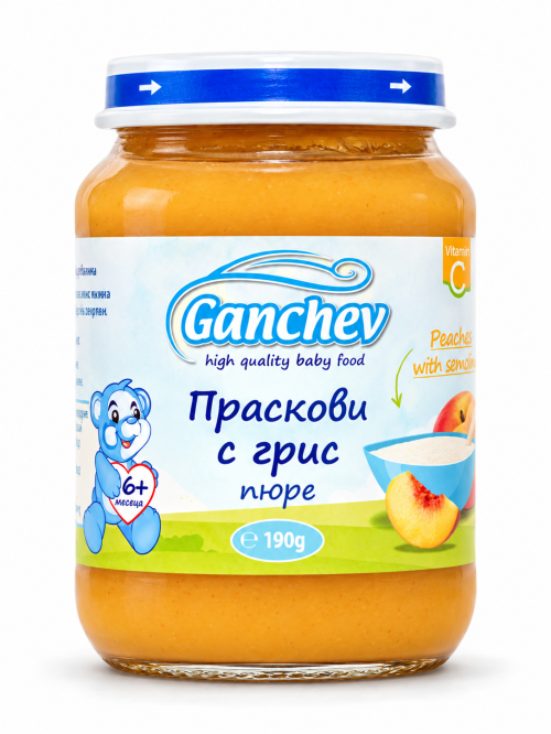 Десерт праскови с грис Ганчев - 6+ месеца, 190 гр.  