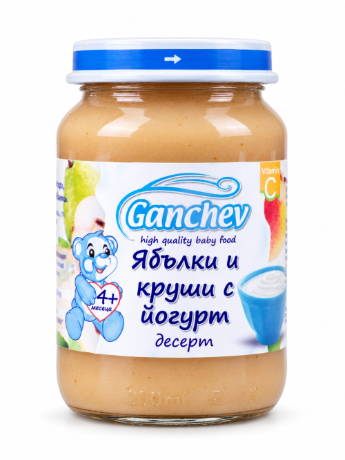 Десерт ябълки и круши с йогурт Ганчев - 4+ месеца, 190 гр.